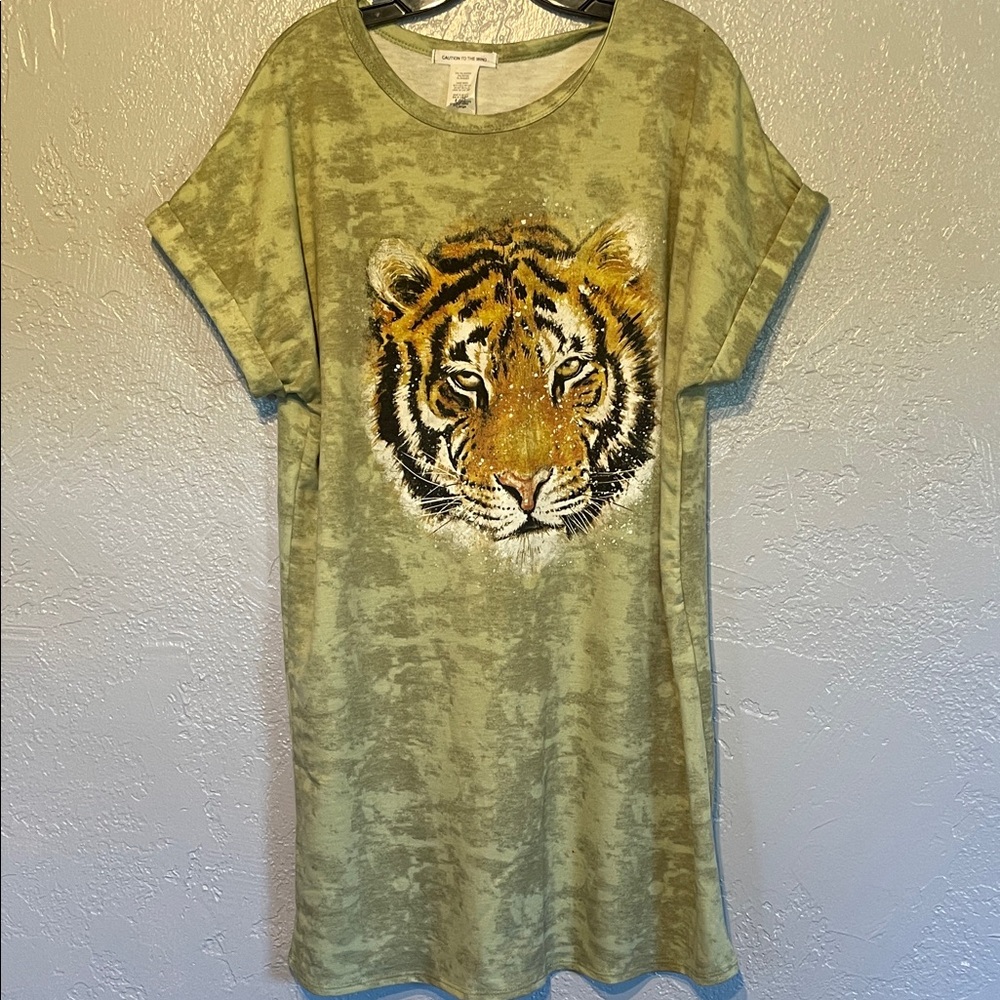 Caution To The Wind Sage T-Shirt Dress